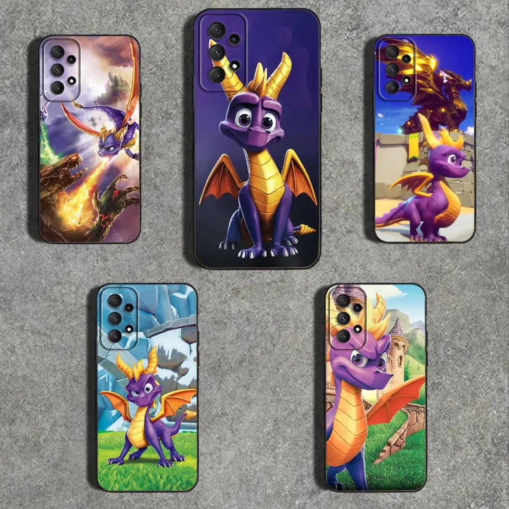 

Cute D-Dragon Spyro Phone Case For Samsung Galaxy A73,31,32,72,41,53,52,71,22,5G,Note,J7,8,9 Soft Black Cover