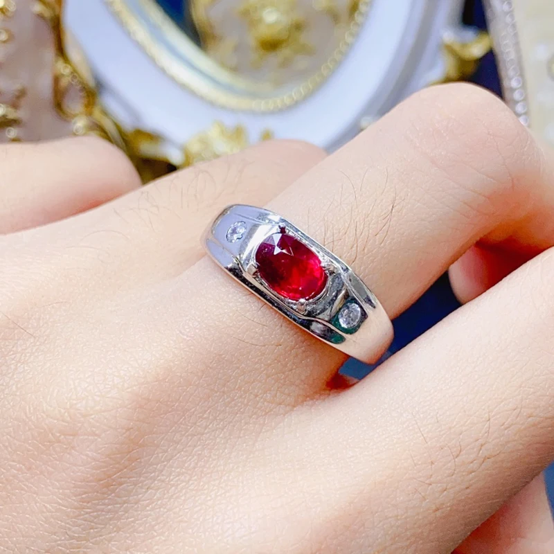 Natural Ruby Rings for men silver 925 jewelry luxury gem stones 18k gold plated free shiping items