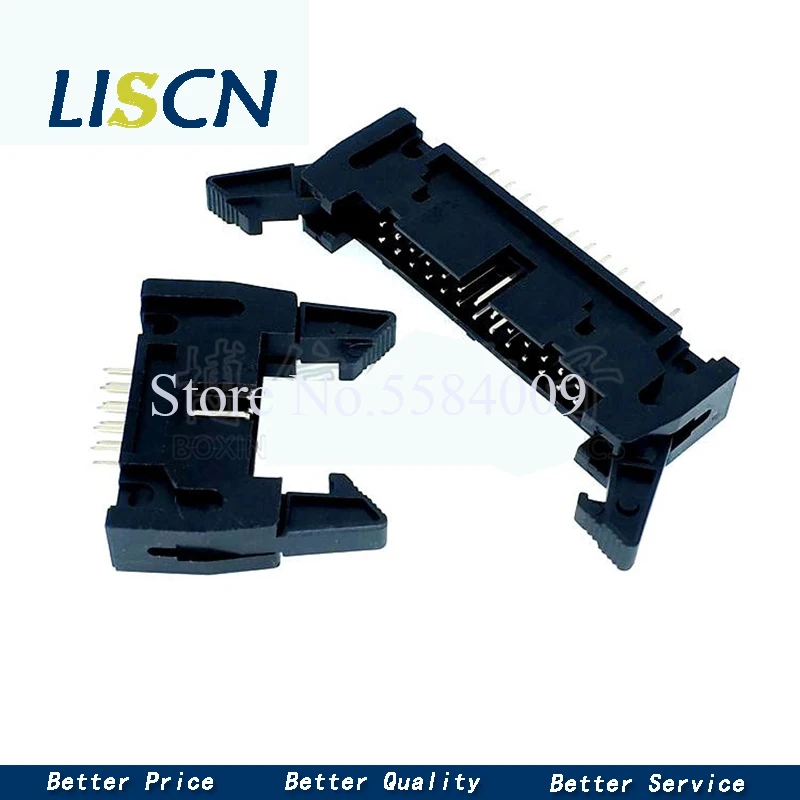 10pcs DC2 10/16/20/26/34/40 PIN 2.54MM pitch MALE SOCKET straight/Right angle idc box headers CONNECTOR 10P/20P/40P FOR FC Cable