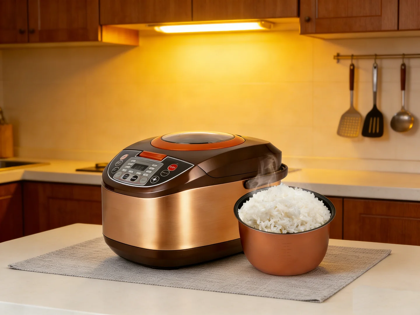 

Multi-Function 5L Stainless Steel Electric Digital Rice Cooker Timer Function Non-Stick Inner Pot LED Measuring Cup Household