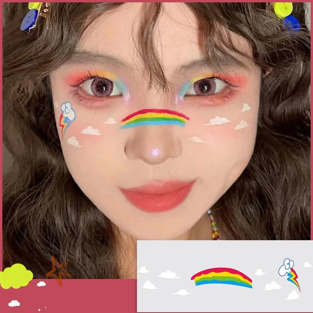 무자극 얼굴 타투 스티커 일회용 방수 블러쉬 페이스 패치 땀 방지 친환경 임시 타투 스티커