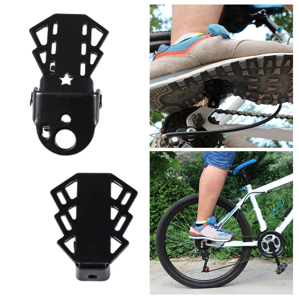 A Pair Bike Rear Seat Footrest Non-slip Design Mounted On Back Wheel Pedal Folding Cycling Back Seat Pedal Footboard Accessories