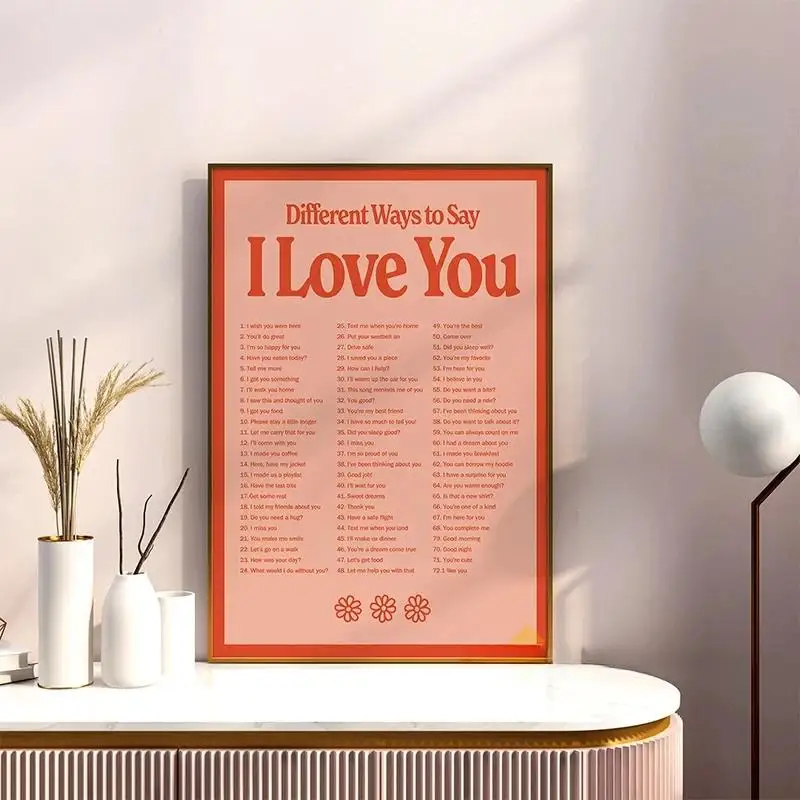 Nordic Minimalist Wall Art  Ways to Say I Love You  Valentines Day Poster Print for Home  Bedroom Decor