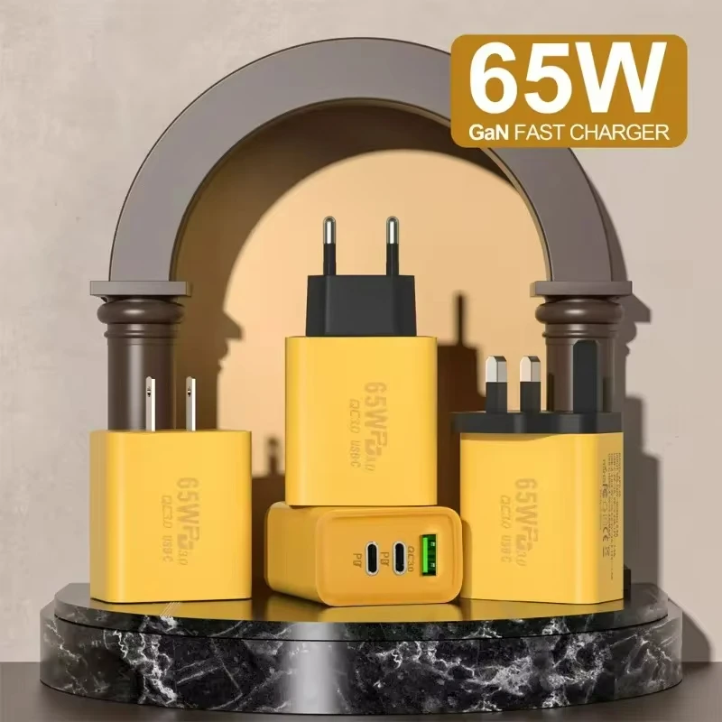 65W GaN Fast Charging Mobile Phone Charger QC3.0 USB Type C Chargers Dual PD Wall Adapter EU/US/UK Plug For IPhone15 Xiaomi