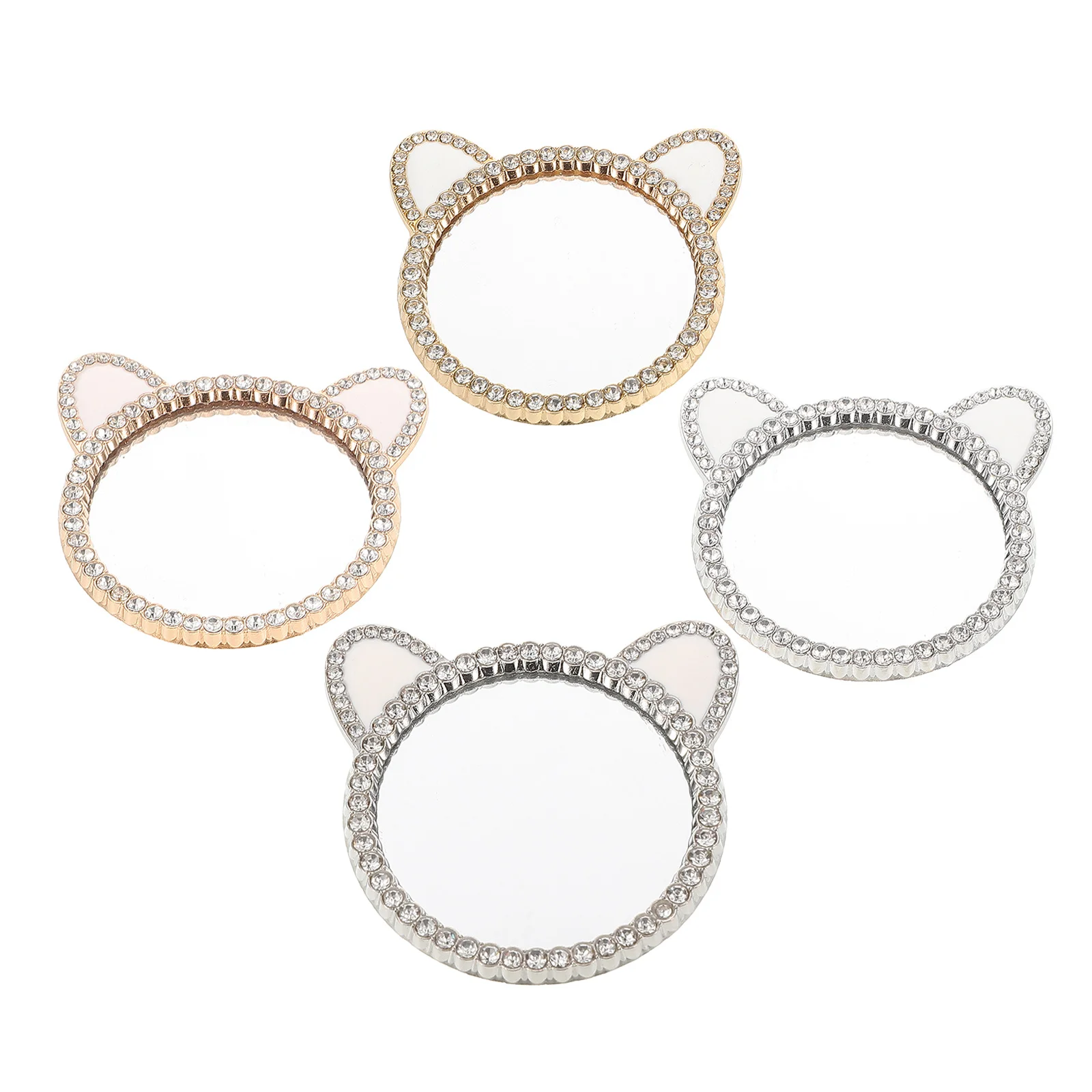 4 قطعة جراب هاتف بلينغ مرآة DIY اكسسوارات لطيف آذان الأرنب القط الزخرفية الهاتف الخليوي صورة شخصية مرآة للمكياج #1