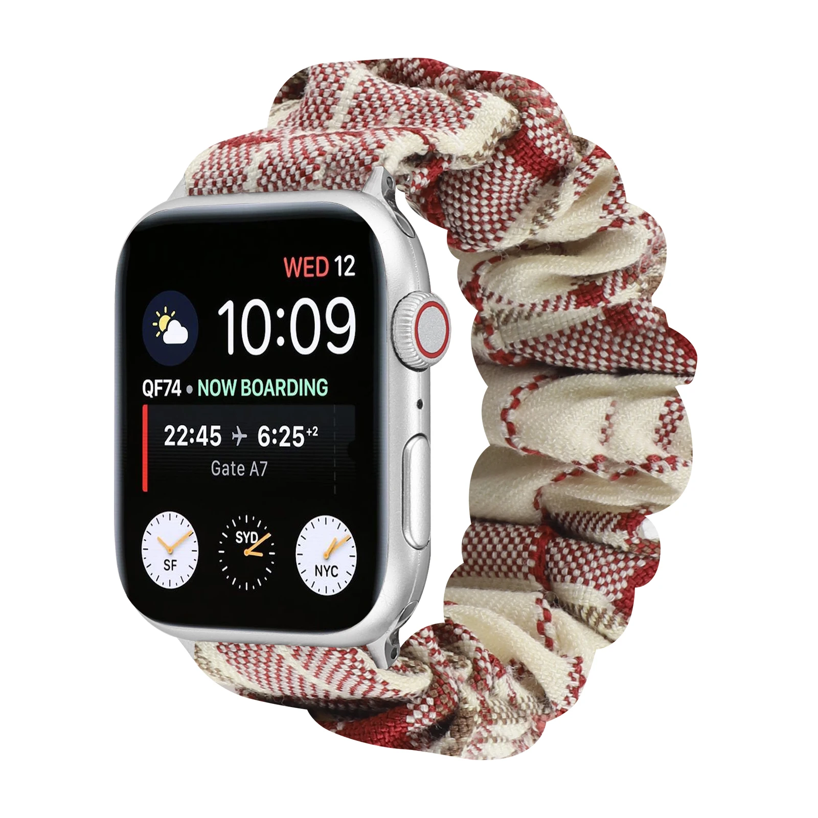 Strap for Apple watch Check color scrunchie elastic cloth band 38mm40mm41mm42mm44mm45mm49mm lady red lattice strap for Iwatch