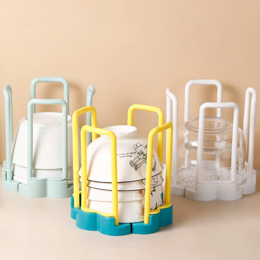 2Pcs Rotating Drain Bowls Rack Telescopic Kitchen Storage Organizer Bowl Holder Pot Lid Holder Kitchen Tableware Stand Draining