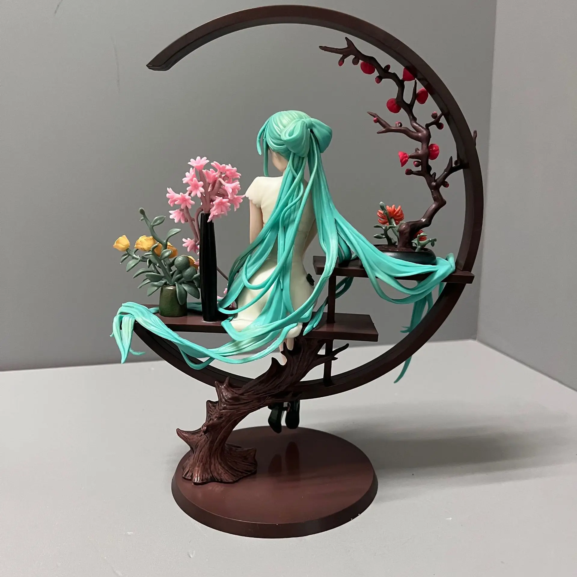 25cm Anime cheongsam Hatsune Miku Q Version Action Figure PVC Model Statue Computer desk ornament doll Toy Collect Gifts