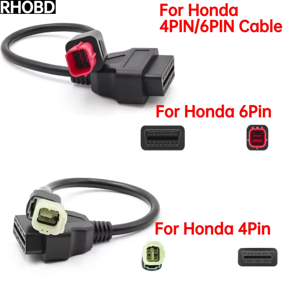 High Quality for Honda 4Pin 6Pin To OBD2 16 Pin Plug Cable Motorbike Diagnostic Tool Cable  Motorcycle Diagnostic Cable Tool