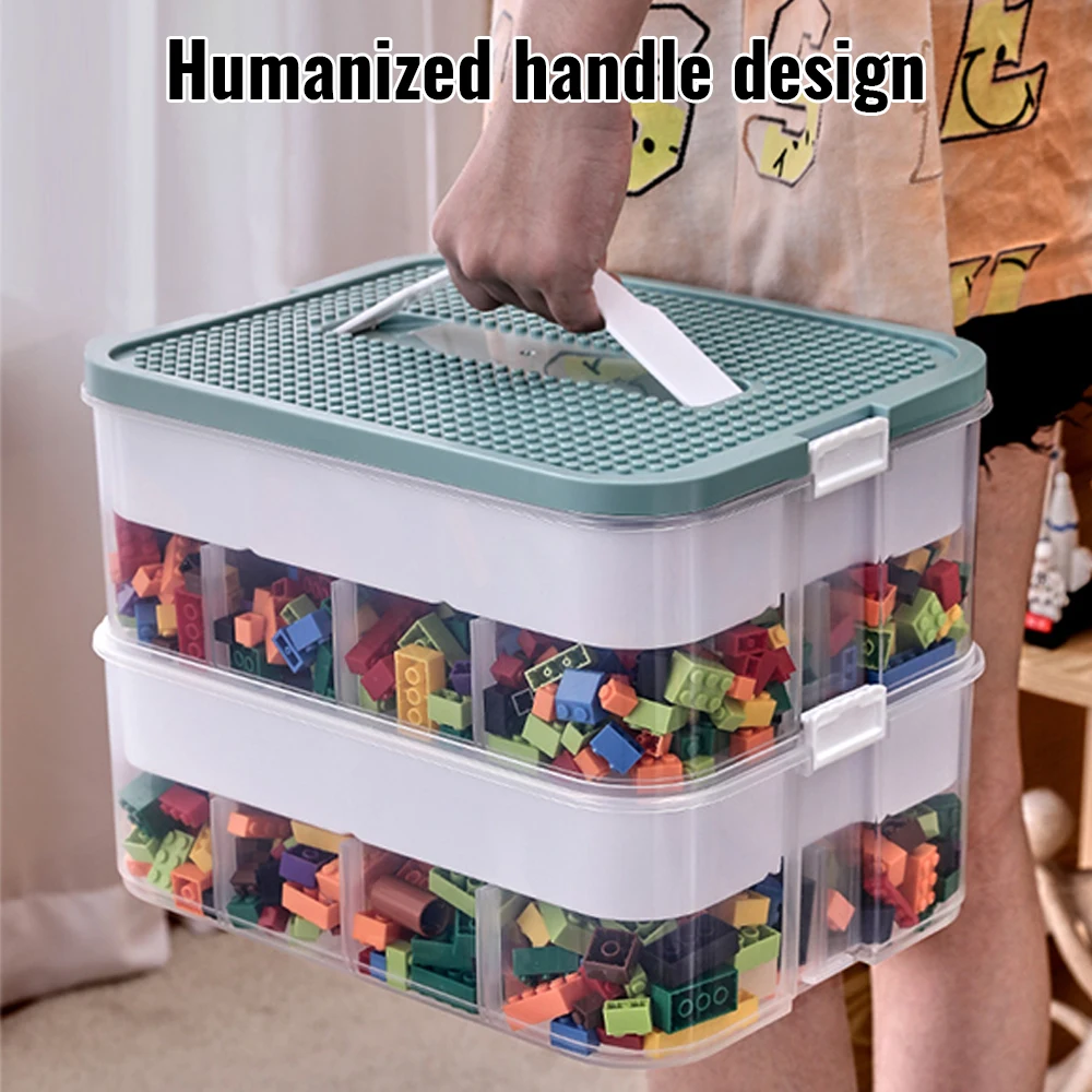 Spielzeug-Aufbewahrungsbox Vielseitiger Spielzeug-Aufbewahrungskorb mit integriertem Deckel Kleiner Spielzeug-Organizer Aufbewahrungsbox für Schlafzimmer oder Spielzimmer mit herausnehmbaren Fächern