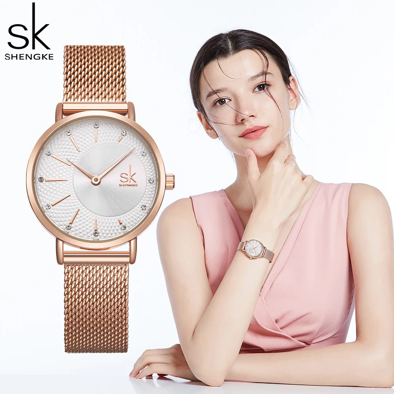 Shengke Ladies Quartz Watch Women Watchband Casual Wristwatch Japan Movement Elegant Clock for Wife SK Relogio Feminino