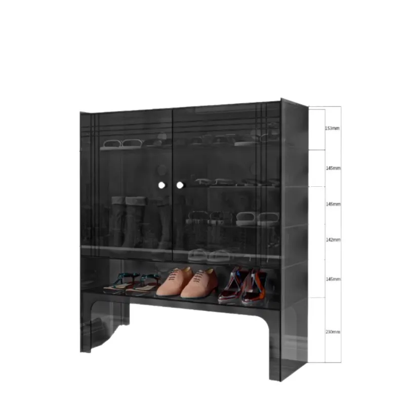 Sleek Transparent Shoe Cabinet: Modern Acrylic Storage with Doors for Organized Entryway