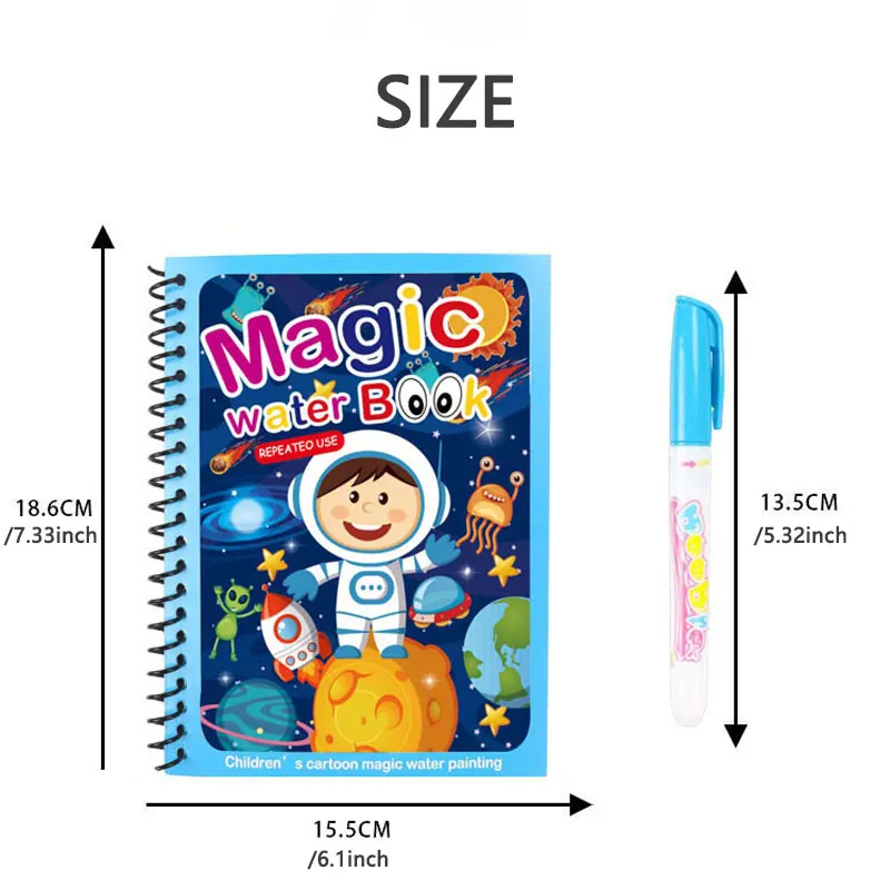 1/2 Pcs Wiederverwendbare Magie Wasser Buch mit Stift Kinder Montessori Frühen Bildung Spielzeug Wasser Zeichnung Spielzeug Geschenk Wasser Malbuch