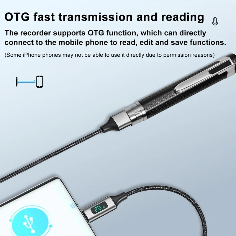 Portable Digital Voice Recorder Professional Writing Audio Recording Pen Noise Reduction Dictaphone for Business Meeting