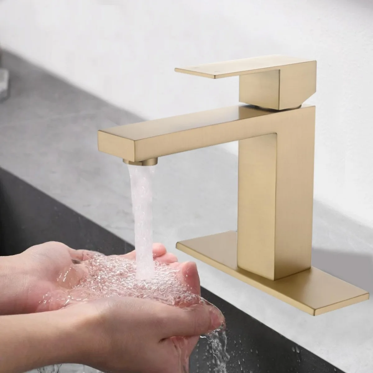 

Single Handle Bathroom Faucet Lavatory Faucet Stainless Steel Single Hole-T20, Brushed Gold