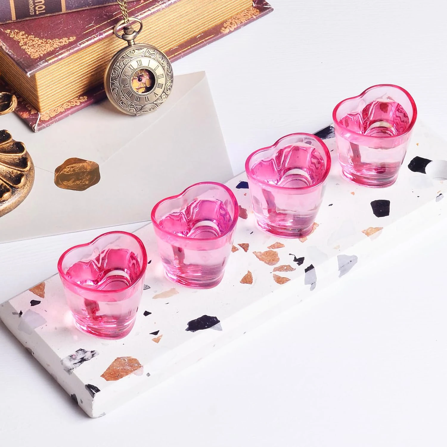 6-teiliges herzförmiges Kunststoff-Gläser-Set/Rosa Kunststoffbecher ist nicht zerbrechlich/Valentinstag-Party-Dekorationszubehör/Soju-Schnapsgläser – Detail 5