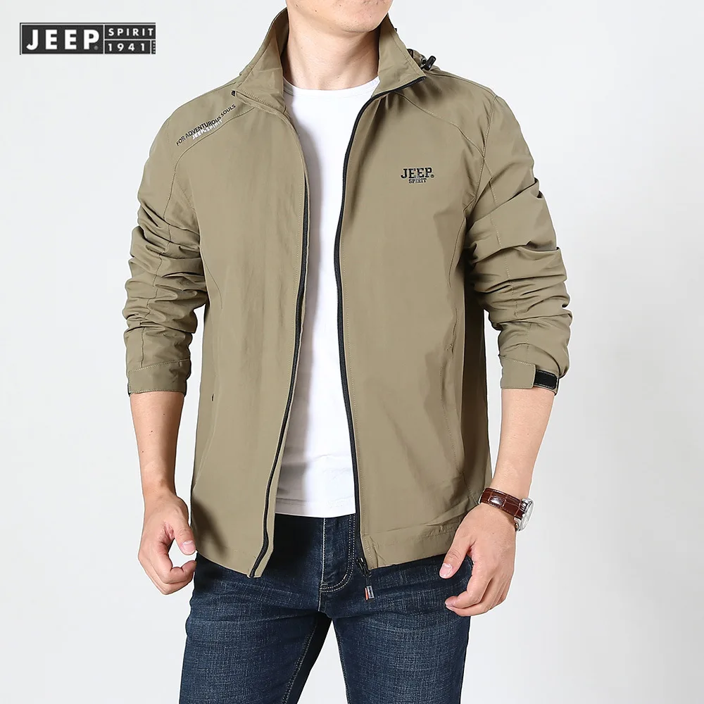 JEEP SPIRIT Men Jacket Fall Casual Fashion Waterproof Sports Jacket Removable Cap Loose and high quality Clothes