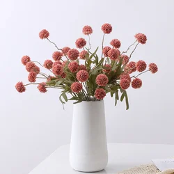 5 Head Artificial Flower Dandelions Home Decoration Single Green Onion Ball Flower Autumn Color Fake Flower Wedding Decoration