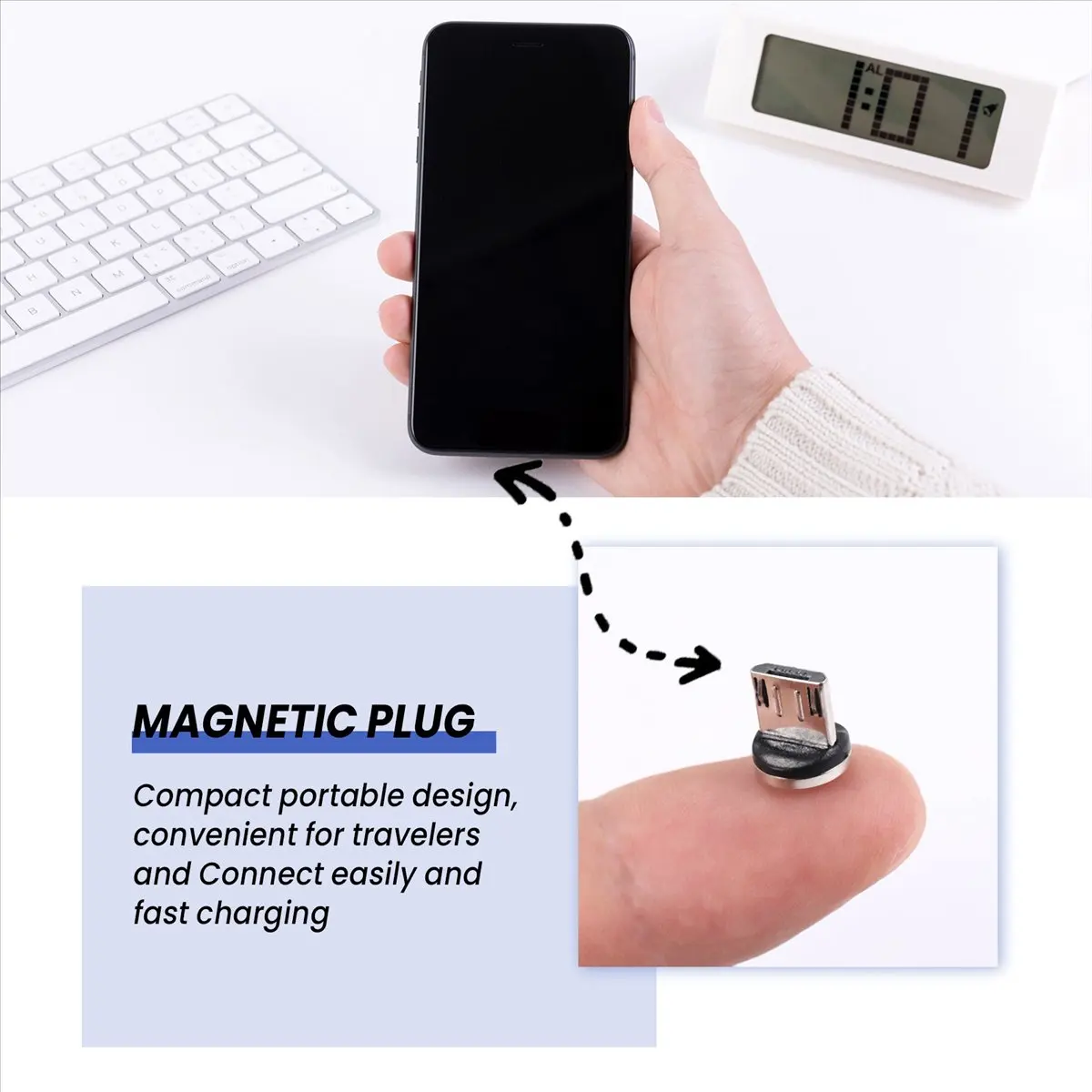 A64I Round Magnetic Cable Plug Phone Android Magnet Charger Plug Micro-USB Fast Charging Adapter