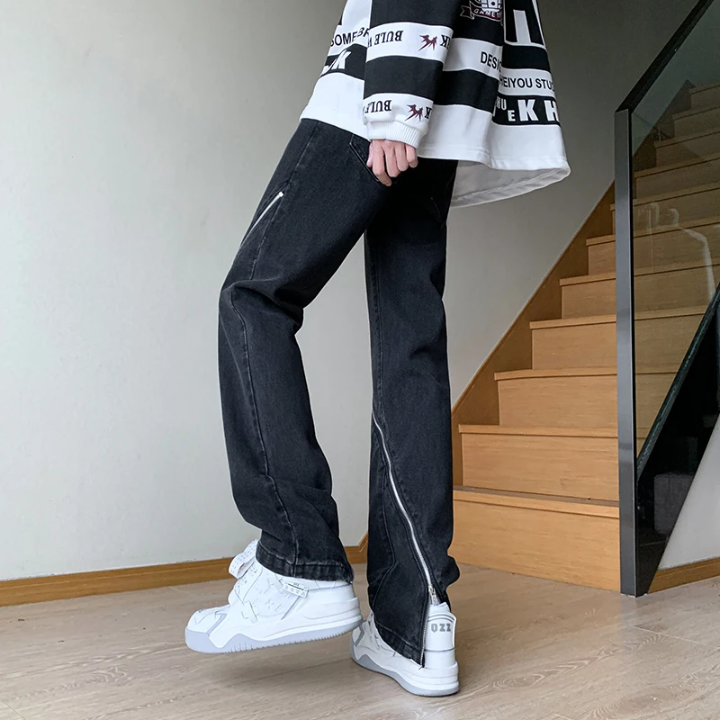 

Мужские джинсы Bla прямого кроя, весенне-осенние, зауженные, повседневные, в американском стиле High Street, износостойкие, с микро-клешем