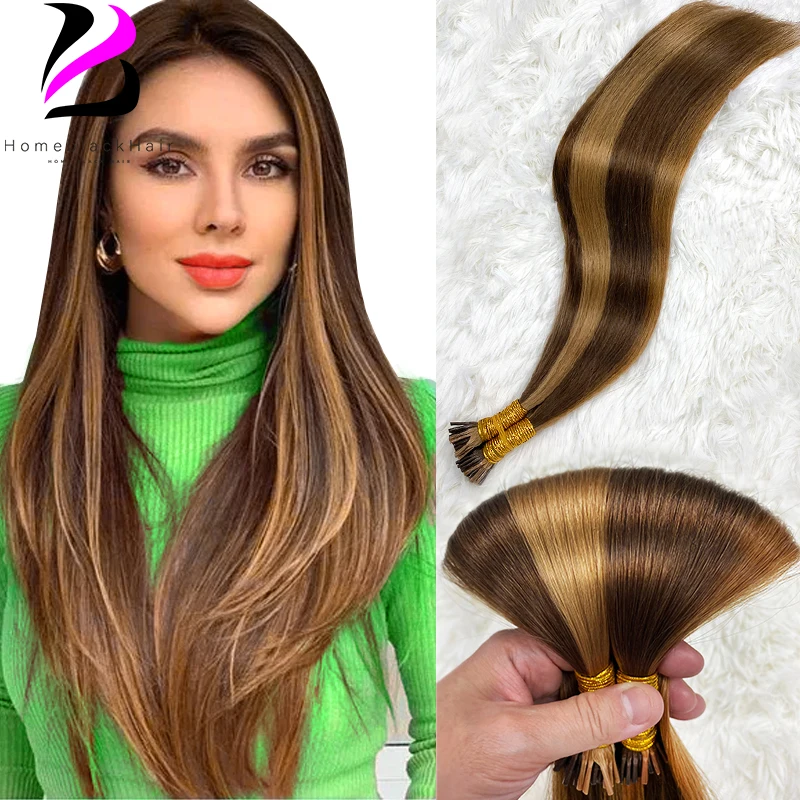 

Straight Natural I Tip Fusion Hair Extensions Machine Made Keratin Capsules 100% Real Remy Human Hair Extensions For Women 50g