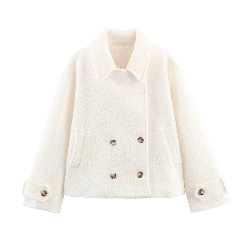 

Women Winter Woolen Jacket 2025 Winter New Women Fashion Solid Color Long Sleeve Double-Breasted Parka Coat Women Leisure Coats