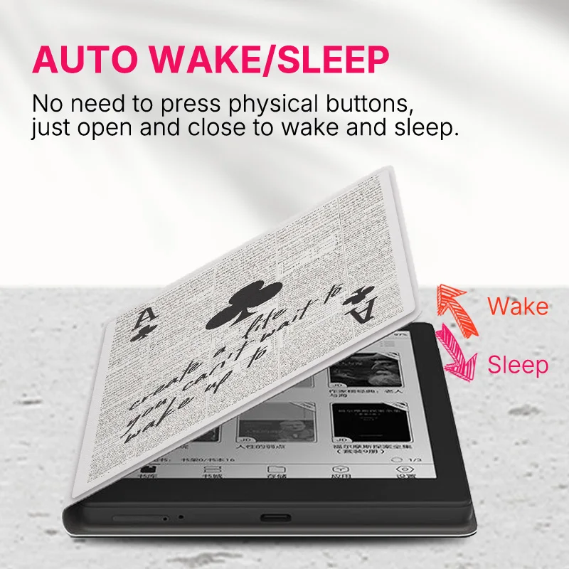 Murmelo Magnetic Case for Boox Go6 Gen2 Poke7 Poke6 Poke5 Frameless Auto Sleep Wake Cover Vintage Newspaper Style