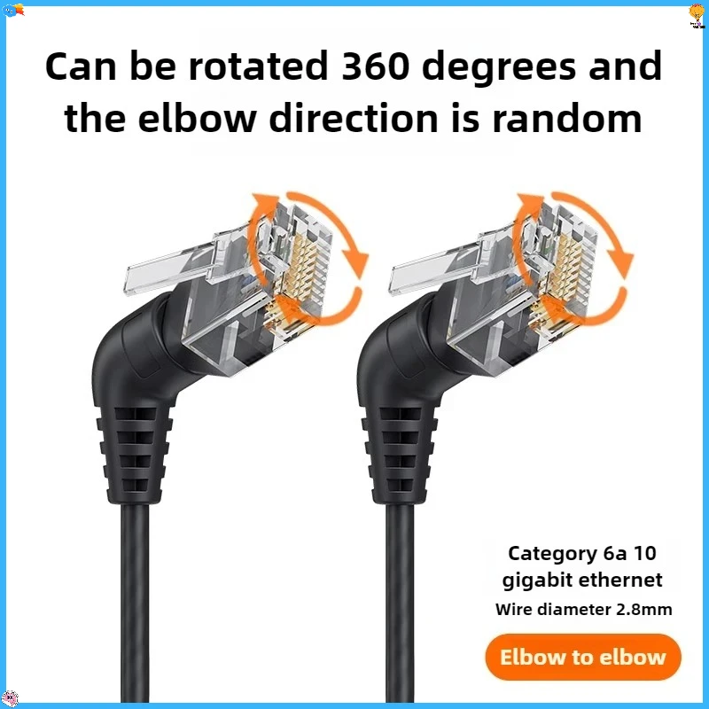 

Swivel Bend Cat6a/Cat6/Cat6 Network Cable 10G X 104M Finished Jumper Fine 360° Right Angle RJ45 Connector High-Speed Data Transf
