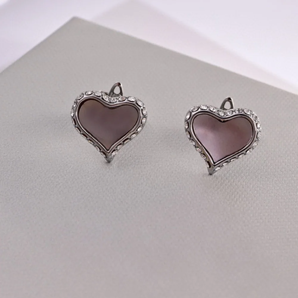 

Romantic Fashion Crystal Rhinestone Heart Pendant Dangle Stud Earrings Accessory in Pink And Purple Sparkling Jewelry for Women