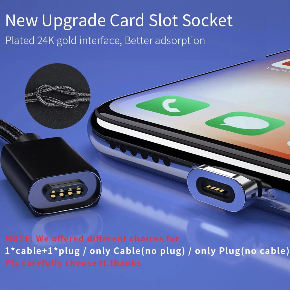 كابل شحن سريع مغناطيسي ، سلك سلك بيانات ، شاحن مغناطيسي ، USB من النوع C ، كابل هاتف ، مايكرو USB ، آيفون 12 ، شاومي مي ، 3 م