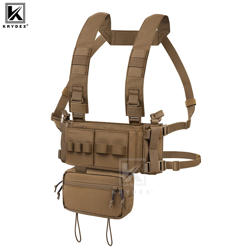 

KRYDEX Tactical Micro MK3 MK4 Chest Rig Lightweight Vest with 5.56 7.62 M4 AK Mag Pouch Dangler Drop Pouch Cobat Outdoor Vest