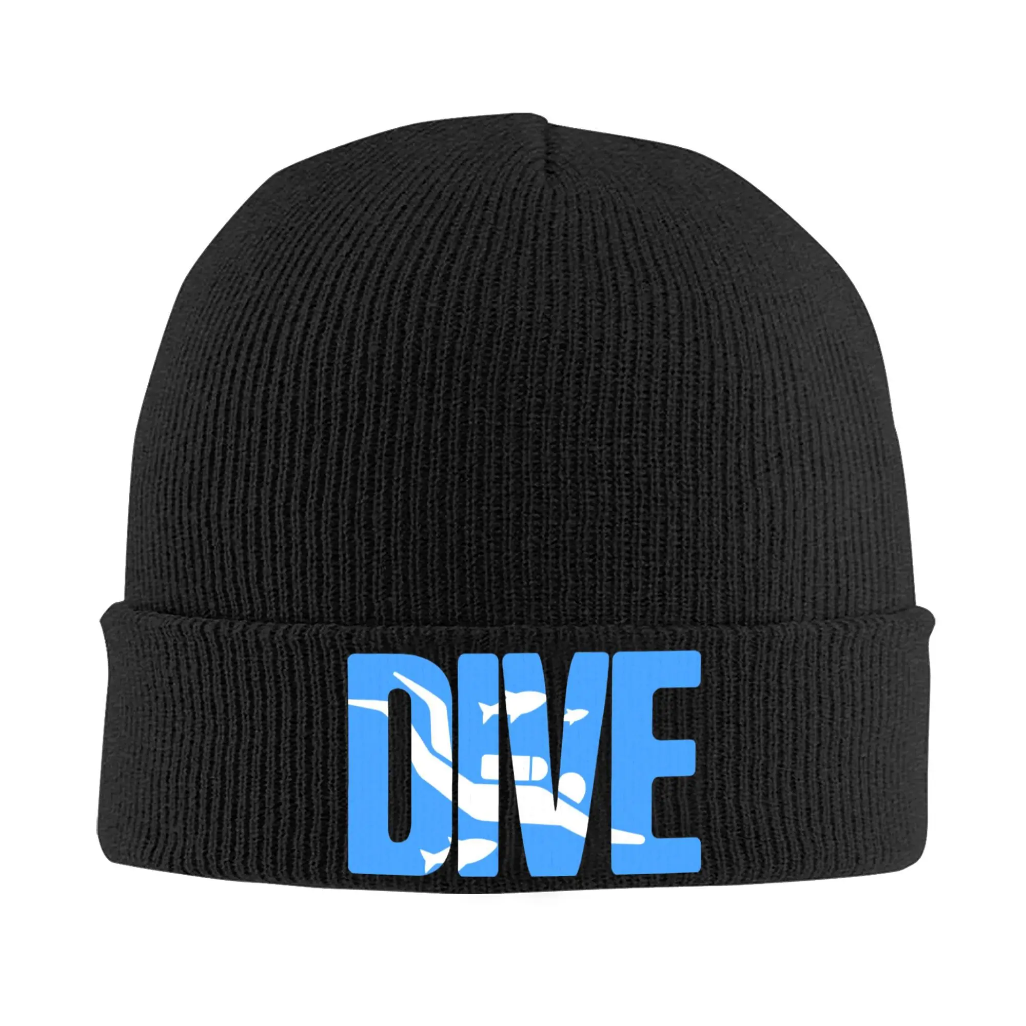 Custom Ocean Scuba Diver Skullies Beanies Caps Men Women Unisex Trend Winter Warm Knit Hat Adult  Bonnet Hats