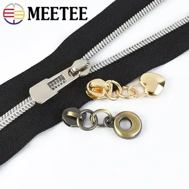 Meetee 10/20/50Pcs 3# Zipper Slider for Nylon Zip Tape Coil Zippers Puller Head Bag Clothes Zips Repair Kits Sewing Accessories