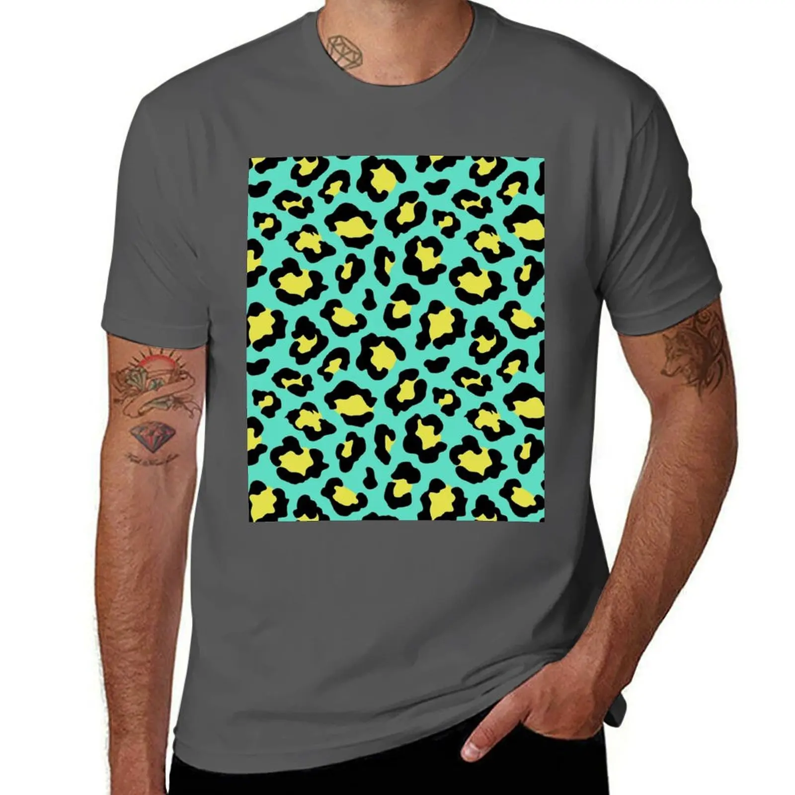 

Neon leopard print T-Shirt t shirts for man cotton soft t shirt men 100% cotton luxury brand t shirt man casual T-Shirt