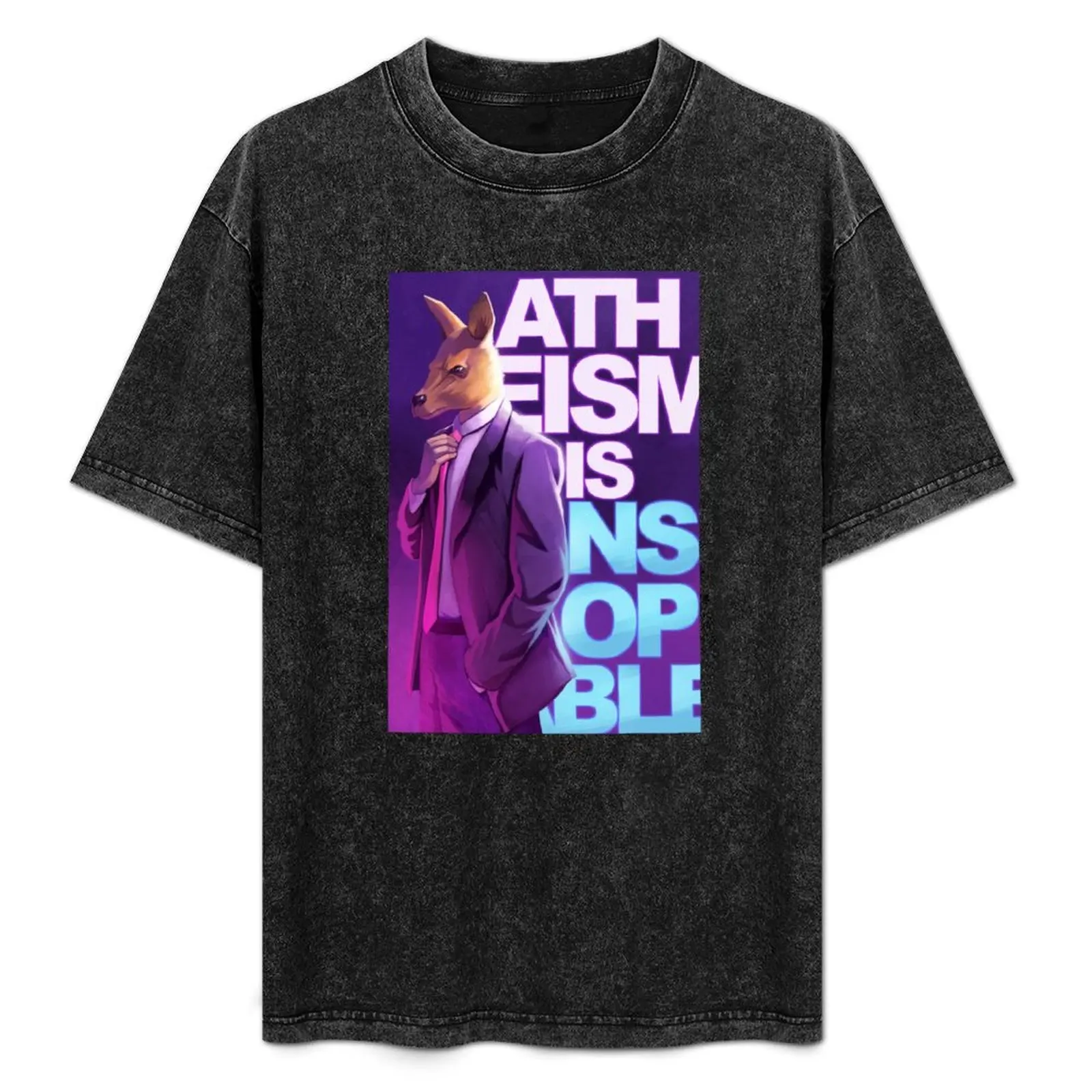 

Roo in Suit Atheism-is-Unstoppable logo T-Shirt Fashion Print Casual Short Sleeve