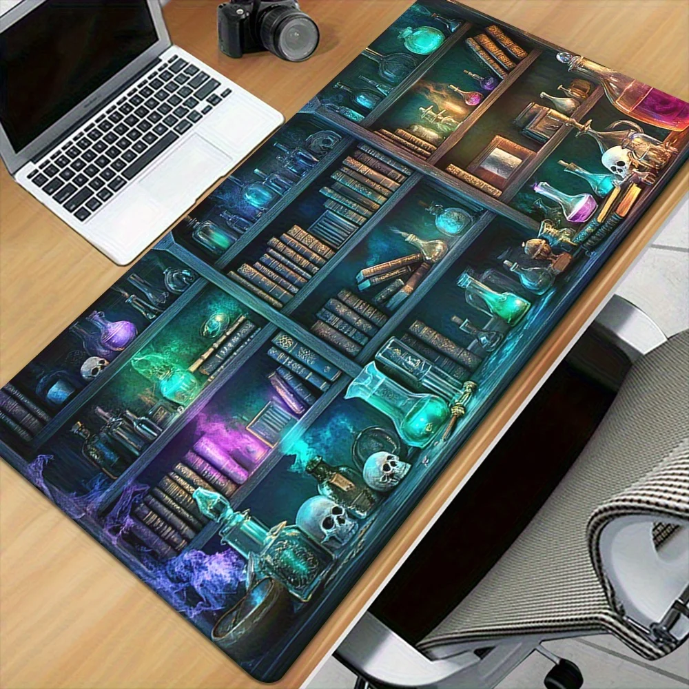 Alchemy Lab Magic Potions Skulls Bookshelf XXL Gaming Mouse Pad Desktop Mat for PC Gamer Office