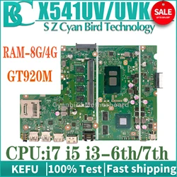 X541UV X541UVK Notebook Mainboard For ASUS K541U X541 X541U Laptop Motherboard i3 i5 i7-6th/7th CPU 4GB/8GB-RAM GT920M 100% Test