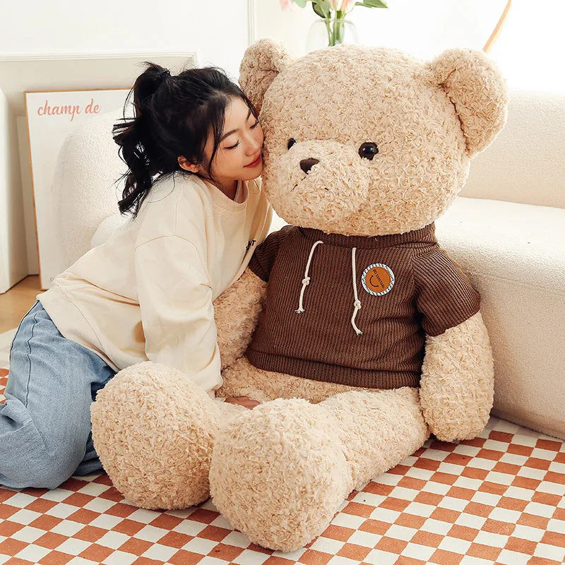 

Kawaii Hoodie Bear Plush Toy Large Stuffed Doll Pillow Cute Gift for Kids Birthday Xmas Present Soft Cuddly Bear Doll