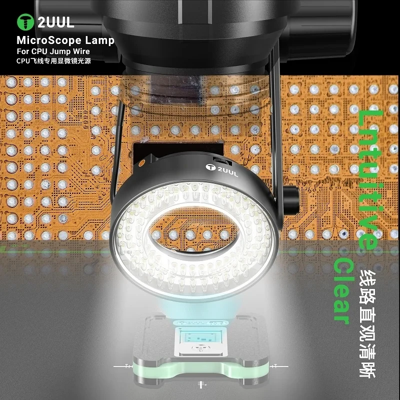 2UUL MS96 Microscope Polarized 96 LED Ring Light Anti Glare Microscope Lamp Illuminator for Soldering Repair Industrial Camera