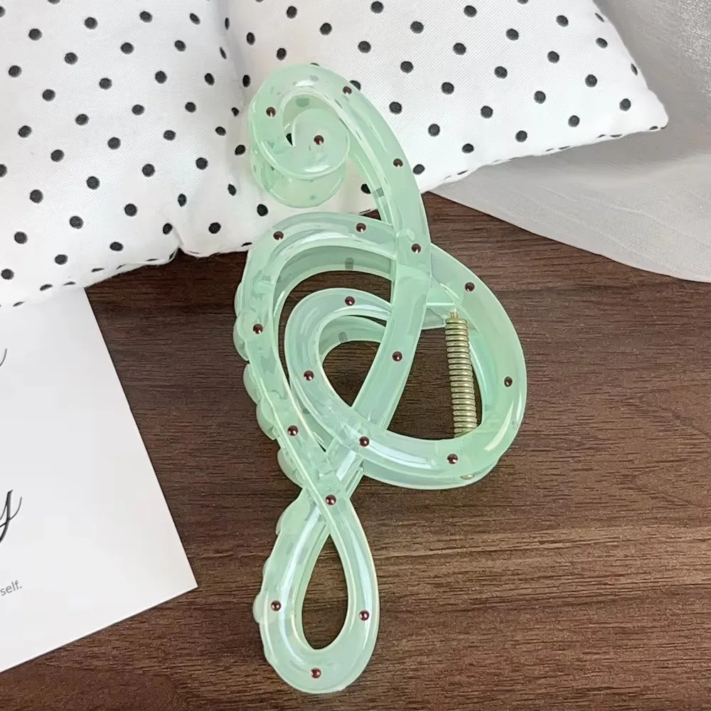 New 13CM Music Note Hair Claw Polka Dot Pattern Oversized Hair Clip Ponytail Holder Women Girls