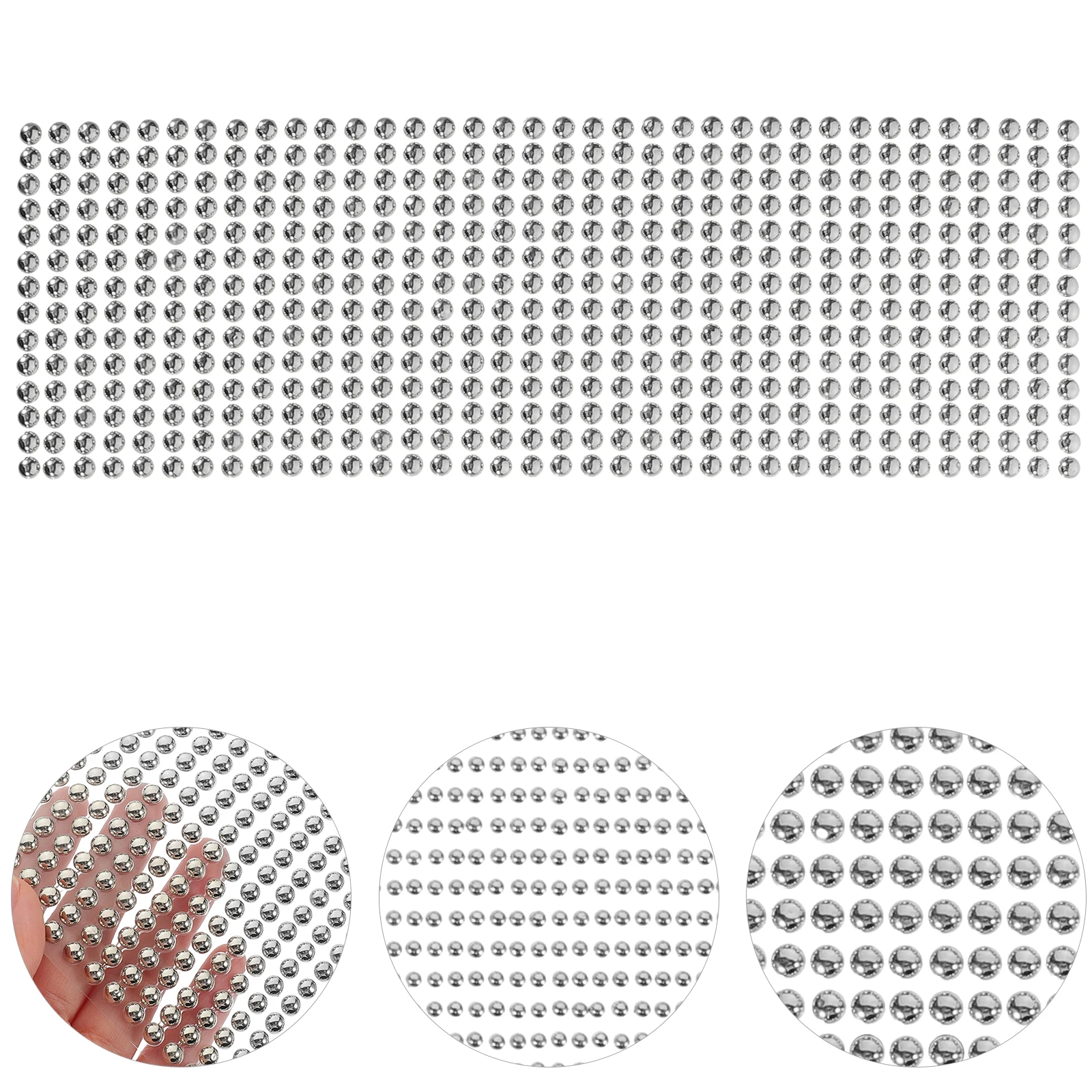 

4 Sheets Pearl Stickers 3mm 4mm 5mm 6mm Silver Self Adhesive Face Gems for Eye Nail DIY Crafts
