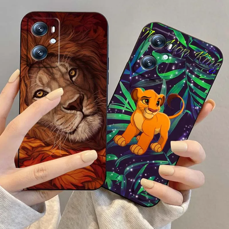 Animação leão rei dos desenhos animados caso de telefone para oppo reno 7 a96 a40 a58 5 6 realme gt a74 a78 neo2 a74 a78 encontrar x5 x3 x7 x8 preto