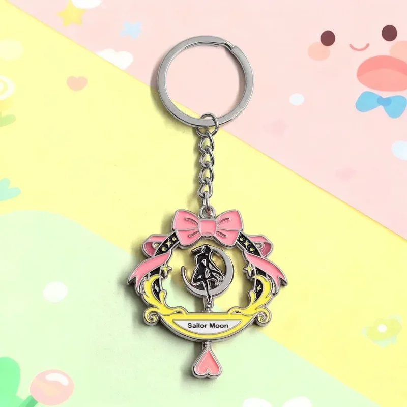 Sailor Moon Keychain High Color Value Cartoon Animation Shape Creative Girl's Sweet Heart Rotatable Pendant Schoolbag Decoration - view 3