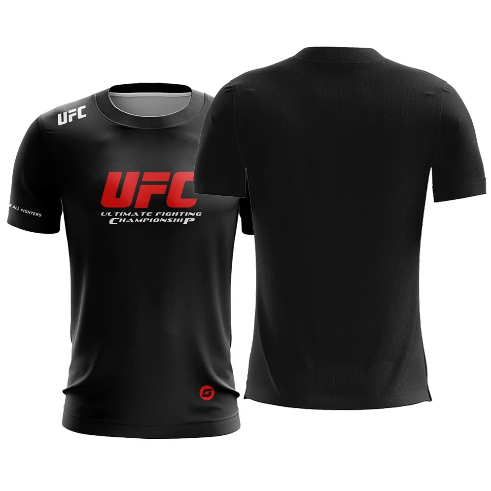 

Men UFC Fighting Training Jersey New Fashion Black Tees Men's Fitness GYM Sports Round Neck T-shirt Male Casual Outwork Tops
