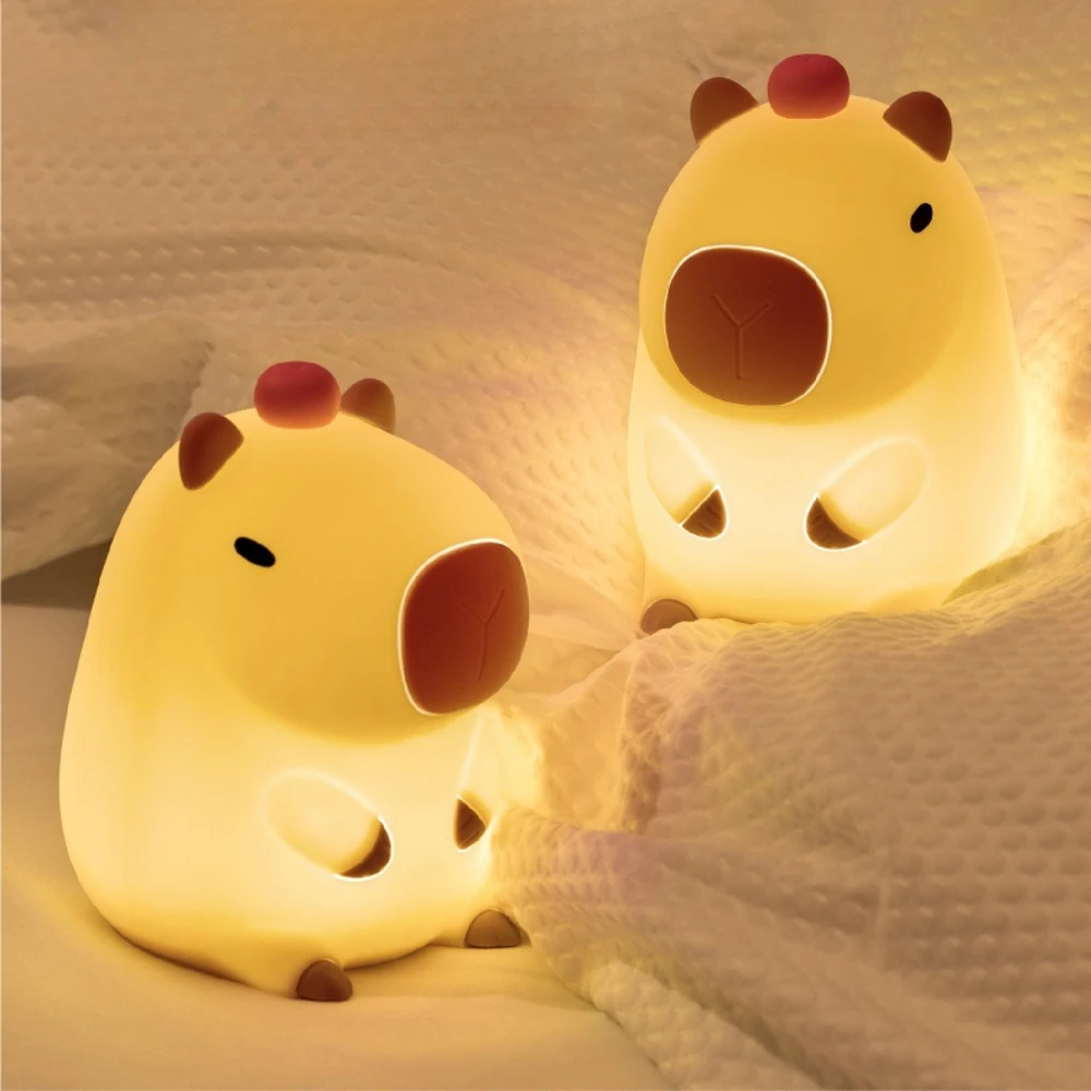 

Capybara Silicone Night Light Cute Animal Rechargeable Lamp Adjustable Brightness Timing Rechargeable Sleep Night Lamp Kids Room