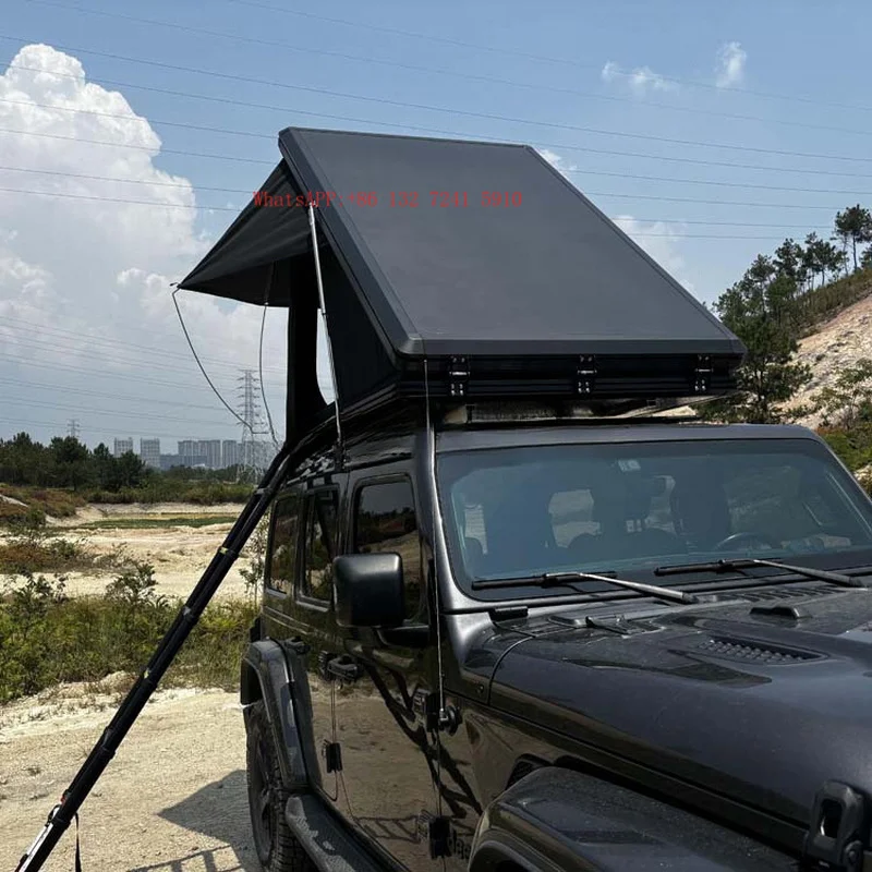 HongshengWild Cloud Hard Shell Aluminum Triangle Automatic Waterproof Roof Top Tent 4wd Car Rooftop Tent for Car with 2-4 Person