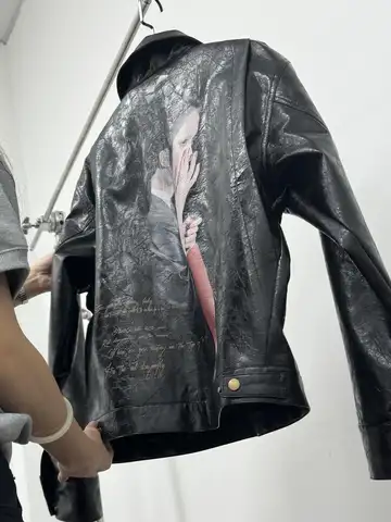 Imprimé Vintage vêtements d'extérieur Streetwear BF décontracté mode Y2k hauts coréen manteaux en cuir Harajuku PU femmes vestes automne vêtements