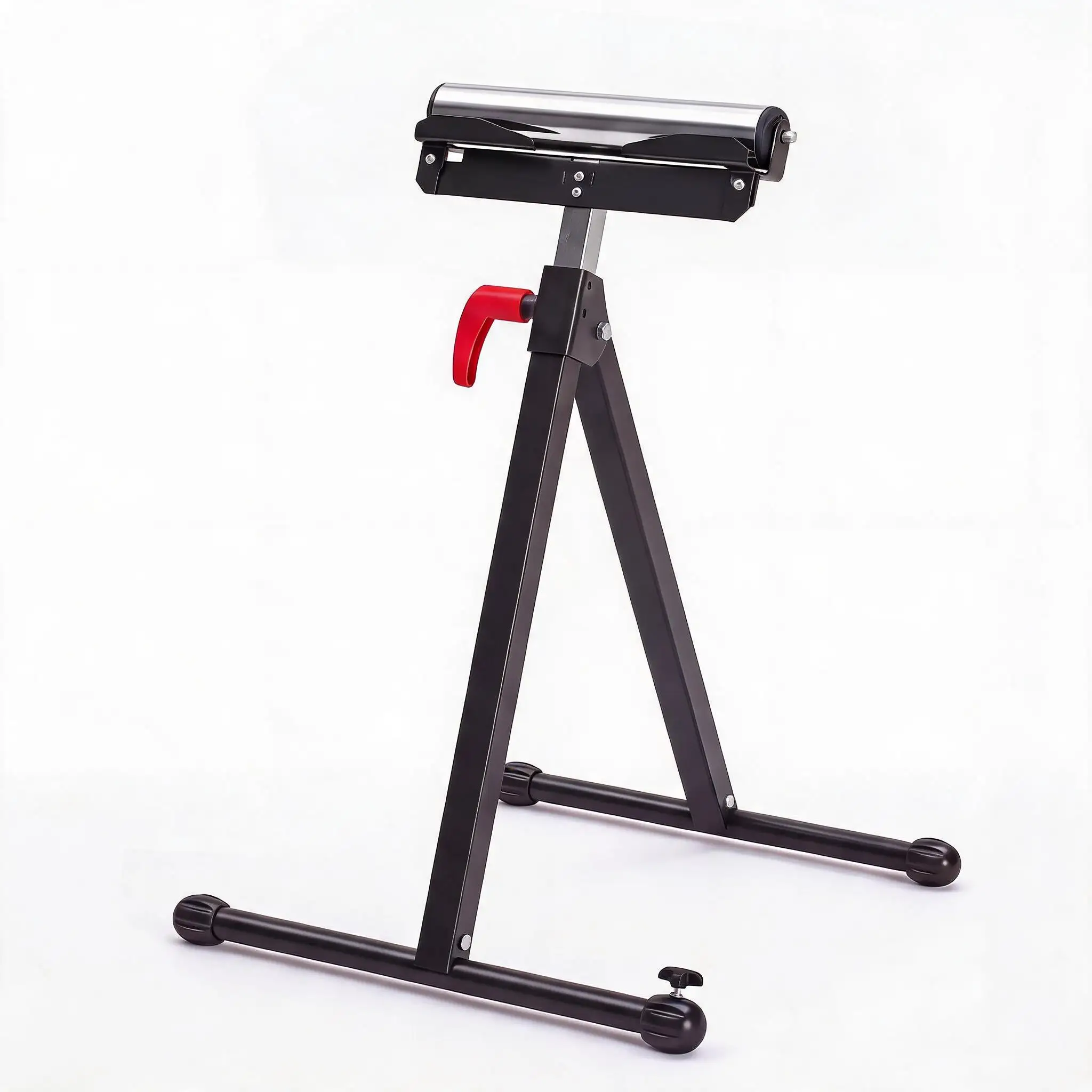 Folding Roller Stand, Heavy Duty , 250 lb Load Capacity, Polished Steel Roller Head, Foldable Material Support for Woodworking, Construction and Industrial Handling