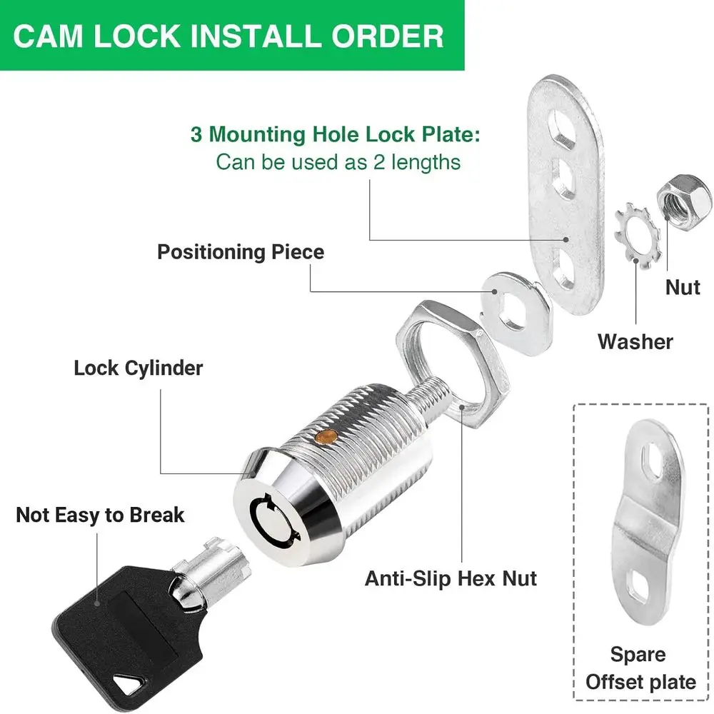 5 Pack Cabinet Lock with Keys, 7/8” RV Storage Locks Keyed Alike, RV Locks for Storage Door, Camper Cabinet Door Toolbox Locks M view 5