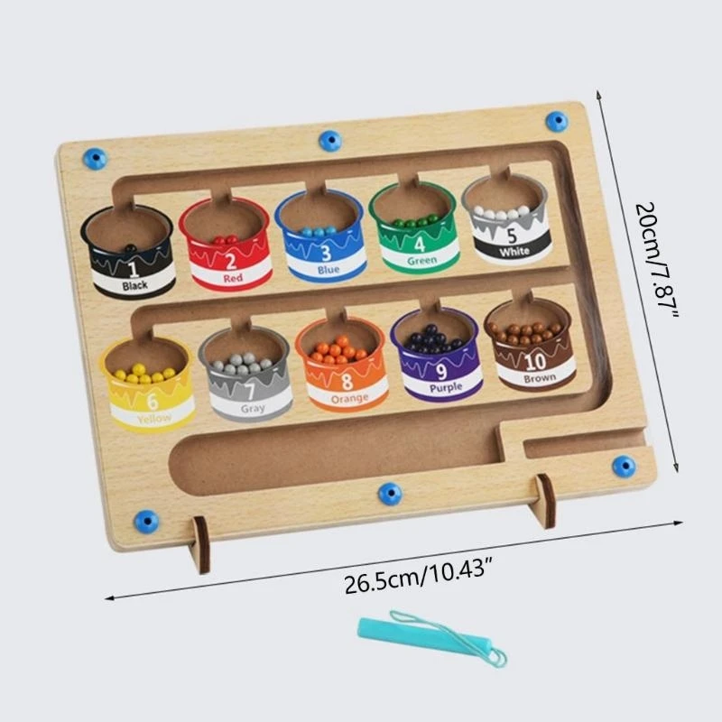 나무 보드 자기 구슬 장난감 1-10 계산 수학 색상 유치원 학습 교육 장난감 유아 15UB